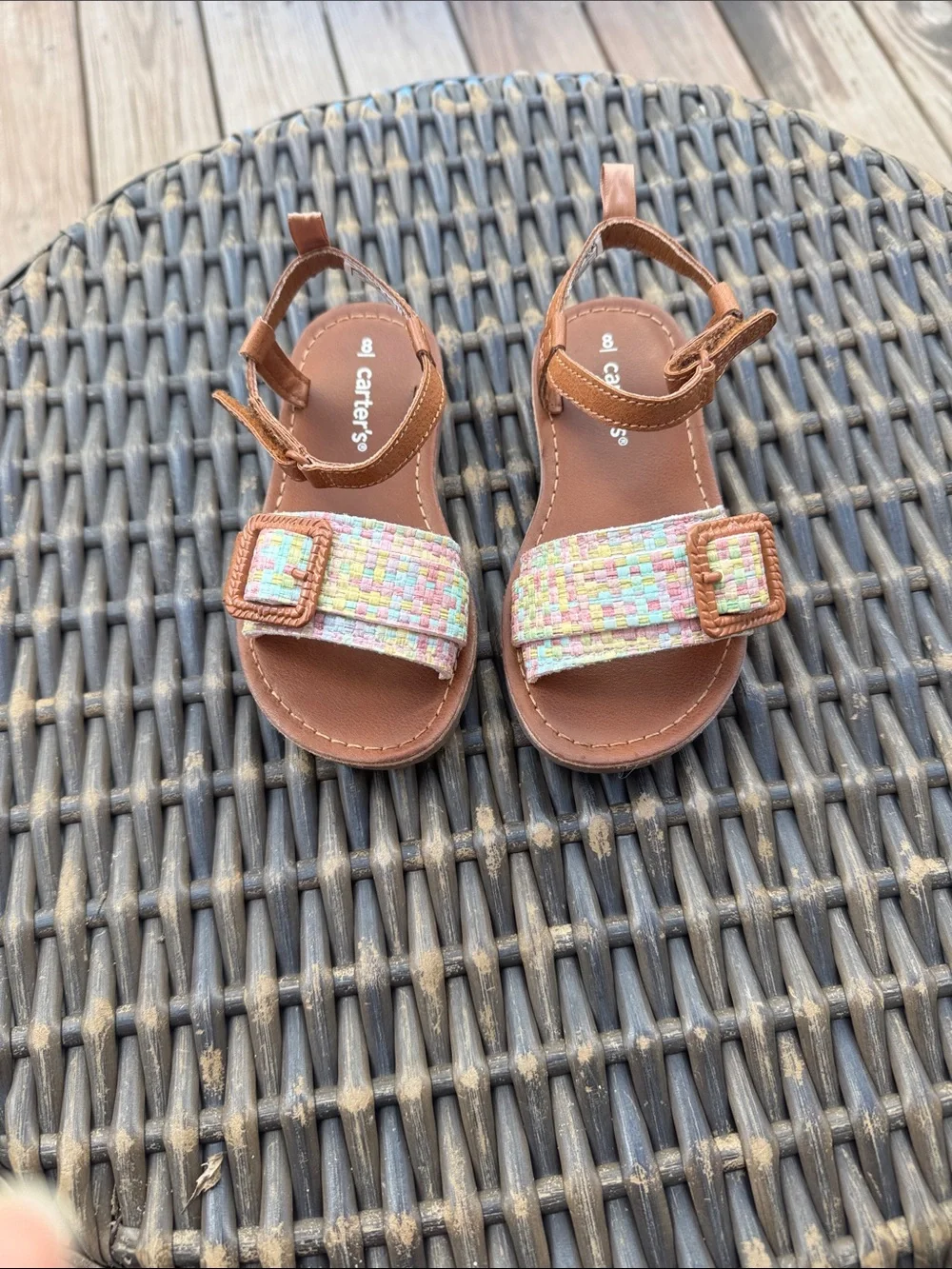 Carter's Brown Toddlers' Sandals with Pastel Woven Strap